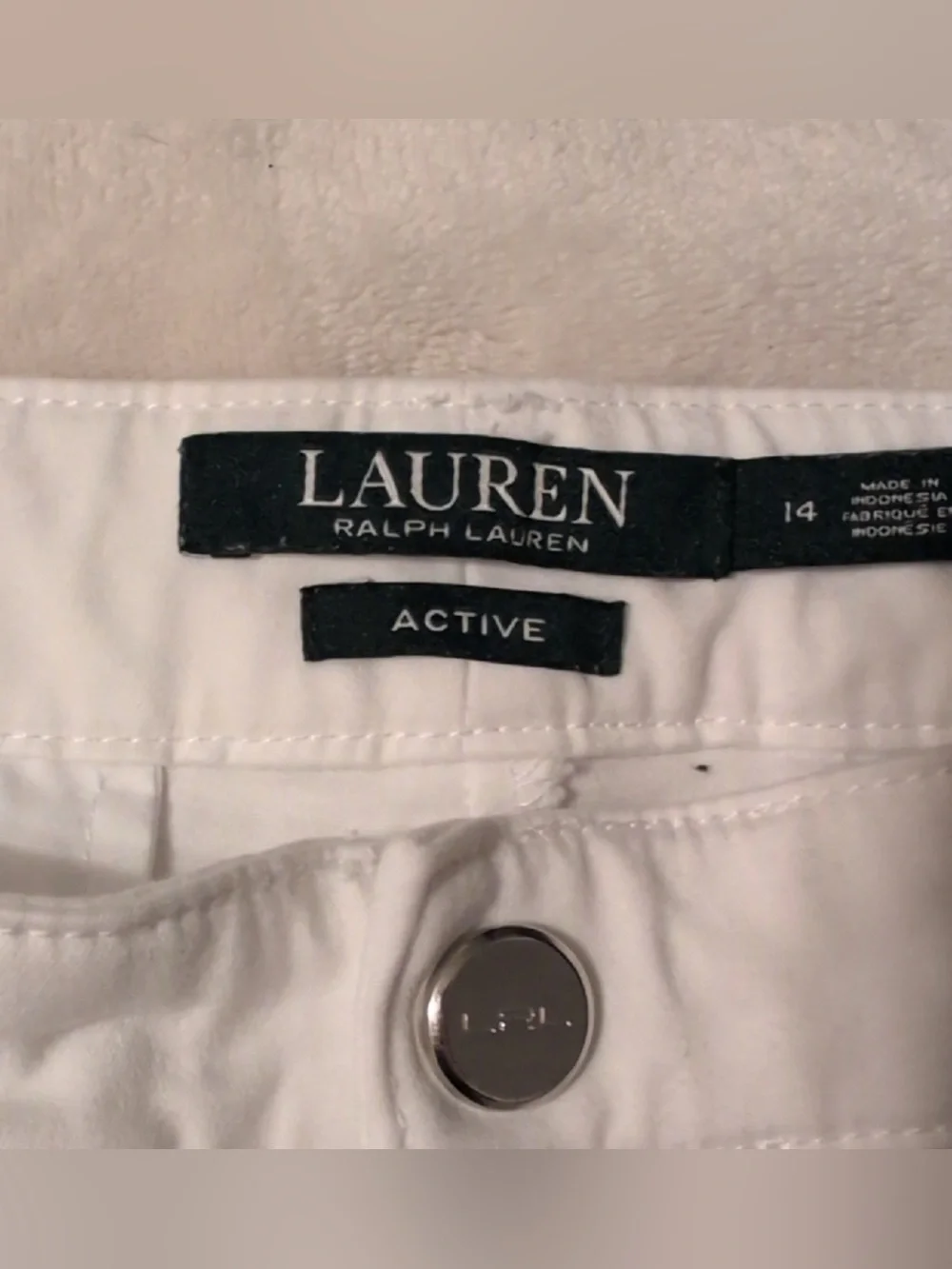 ❤️ Lauren Ralph Lauren 14 Womens White Cargo Shorts Casual (B5)
